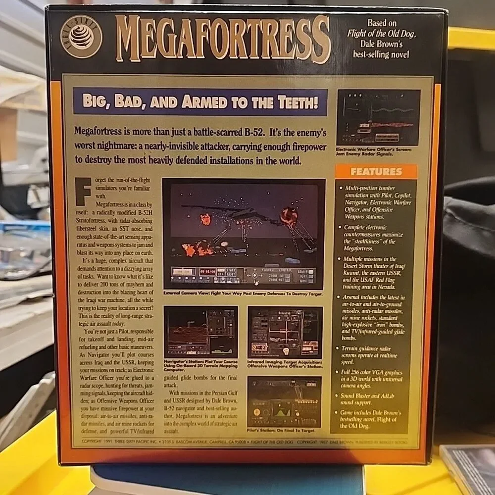 Megafortress 1991 IBM PC Game 3.5” Disk Big Box IBM Complete W/ Manuals